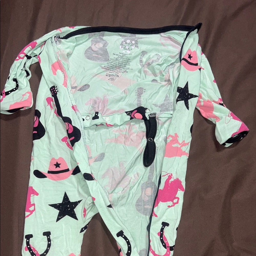 Kickee Pants Mint and Pink Cowboy Print Bodysuit